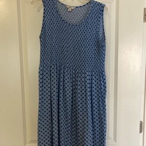 Smocked Midi Blue Floral Dress